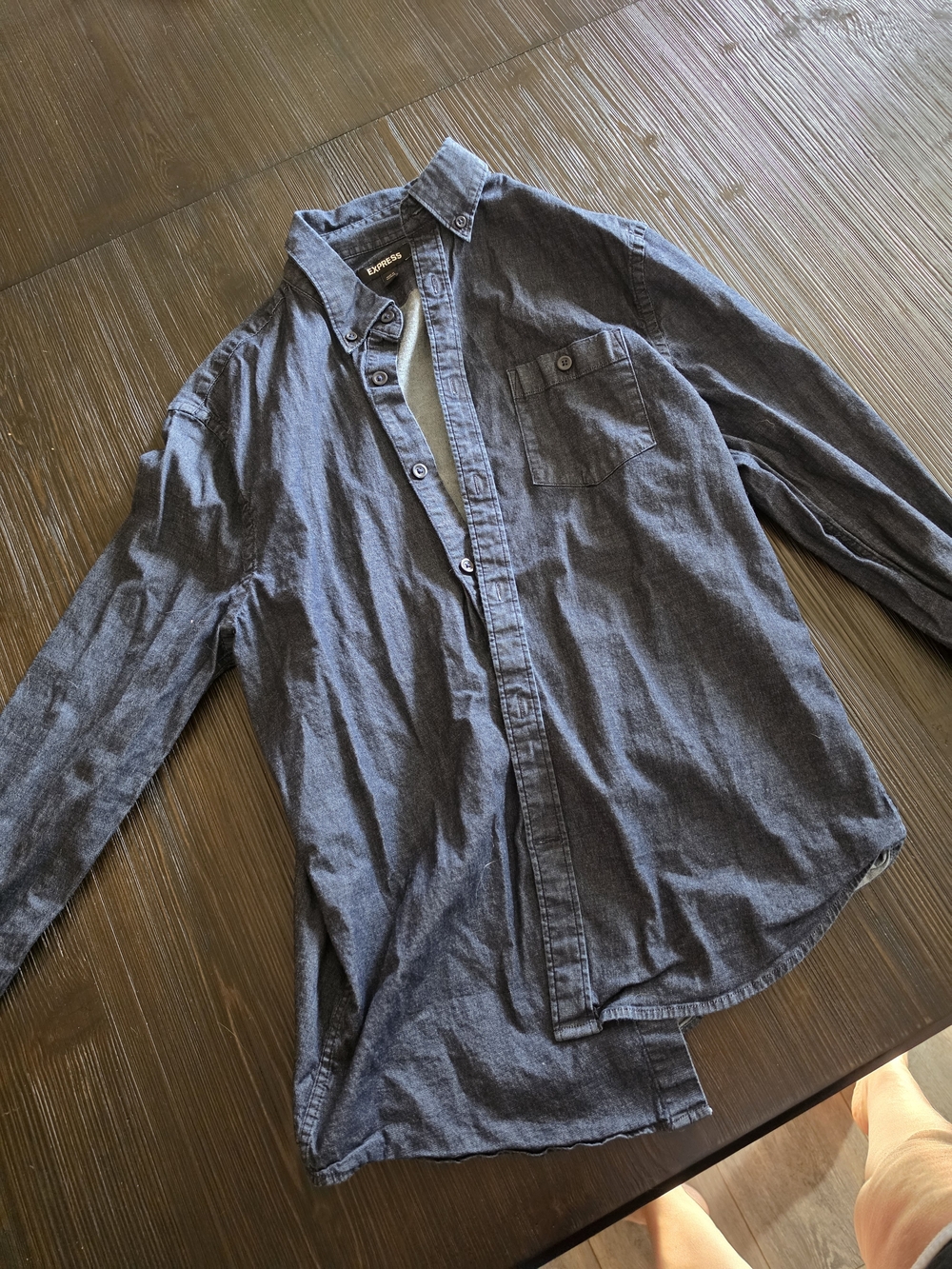 Express Men's Button Down Shirt Gray Medium